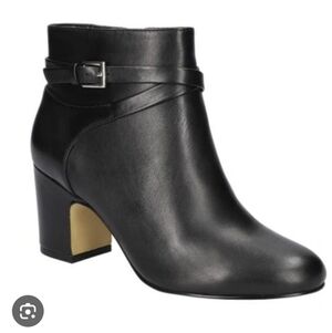 BELLA VITA Womens Black Padded Arlette Round Toe Block Heel Leather Booties 10